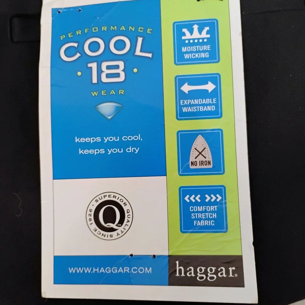 Haggar Cool 18 Mens Black Herringbone Pleated Performance Shorts Size 38